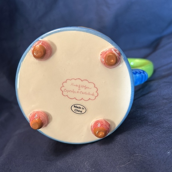 Footed Ceramic Pitcher Vase Kimberly Hodges Cupcakes and Cartwheels Yellow 5.5” - Picture 3 of 6